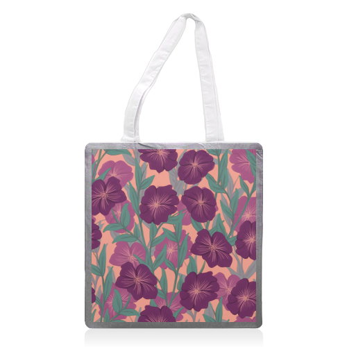 Bold Bloom Purple - printed canvas tote bag by Daniela di Niro