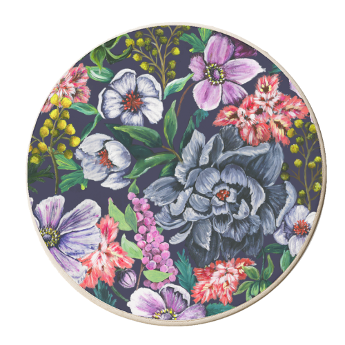 Bold Blooms Floral Repeat Pattern - personalised beer coaster by Rachel Edmunds