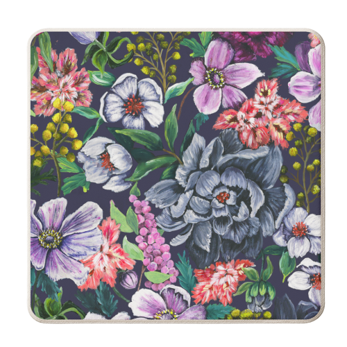 Bold Blooms Floral Repeat Pattern - personalised beer coaster by Rachel Edmunds
