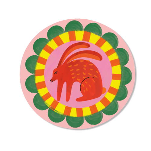 Bold Bright Folk Art Rabbit Illustration Painting Design - Magnet by AbiGoLucky