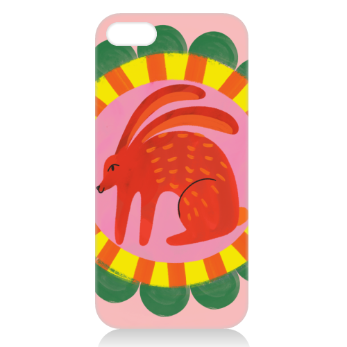 Bold Bright Folk Art Rabbit Illustration Painting Design - unique phone case by AbiGoLucky