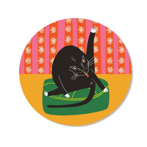 Bold Bright Illustration of Cat Licking Bum Funny Design - Magnet by AbiGoLucky