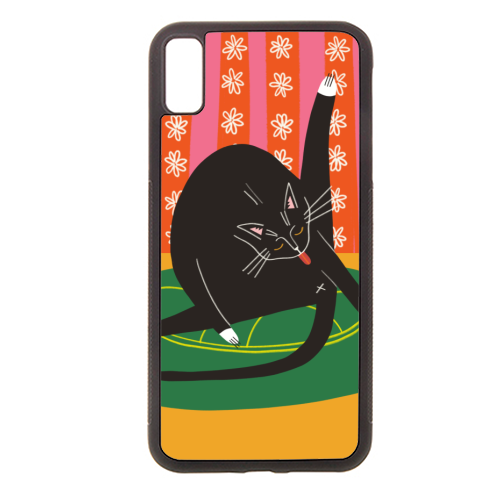 Bold Bright Illustration of Cat Licking Bum Funny Design - stylish phone case by AbiGoLucky