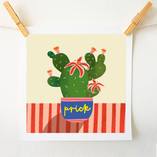 Bold Bright Prick Funny Cactus Illustration Design - A1 - A4 art print by AbiGoLucky