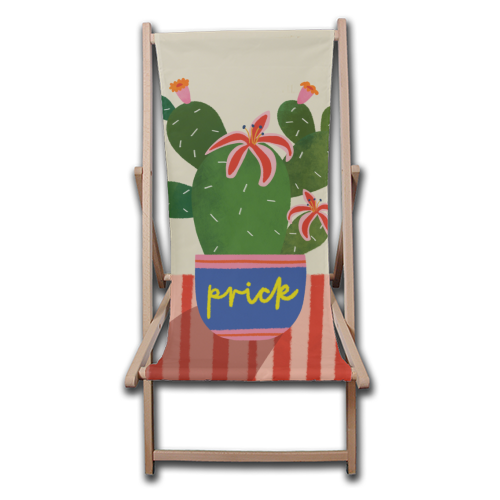 Bold Bright Prick Funny Cactus Illustration Design - canvas deck chair by AbiGoLucky
