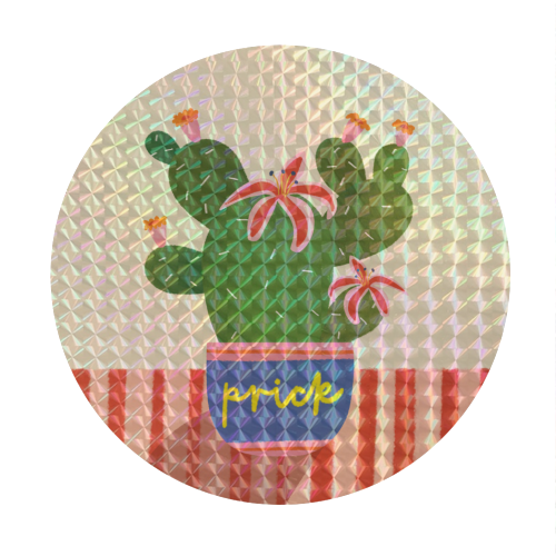 Bold Bright Prick Funny Cactus Illustration Design - Circle Sticker by AbiGoLucky