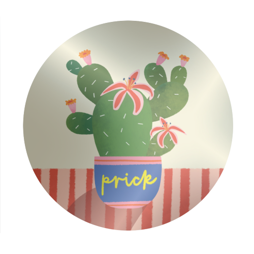 Bold Bright Prick Funny Cactus Illustration Design - Circle Sticker by AbiGoLucky