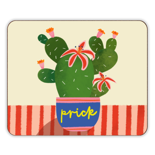 Bold Bright Prick Funny Cactus Illustration Design - designer placemat by AbiGoLucky