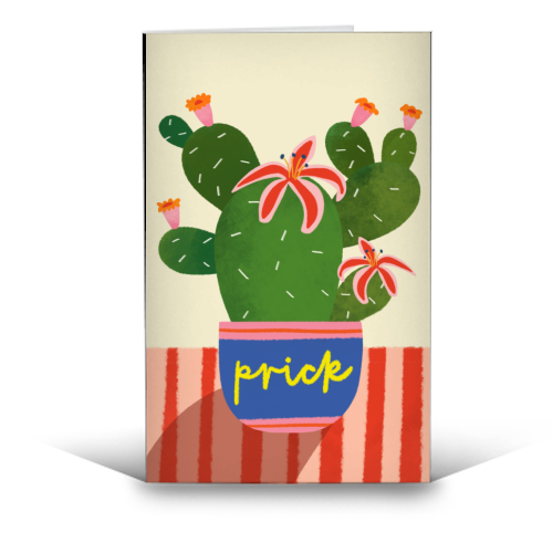 Bold Bright Prick Funny Cactus Illustration Design - funny greeting card by AbiGoLucky