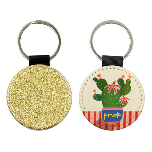Bold Bright Prick Funny Cactus Illustration Design - keyring by AbiGoLucky