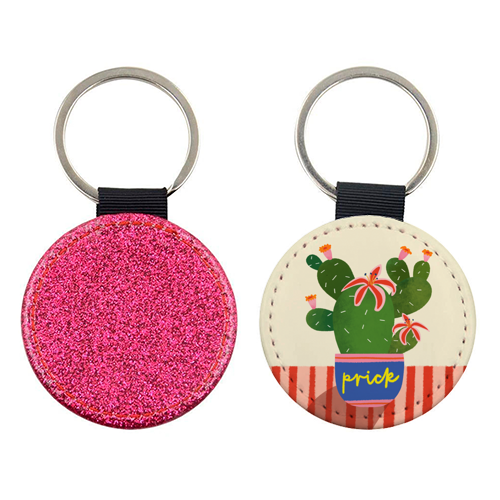 Bold Bright Prick Funny Cactus Illustration Design - keyring by AbiGoLucky
