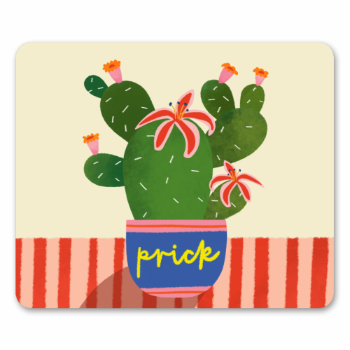 Bold Bright Prick Funny Cactus Illustration Design - mouse mat by AbiGoLucky