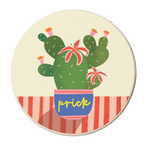 Bold Bright Prick Funny Cactus Illustration Design - personalised beer coaster by AbiGoLucky