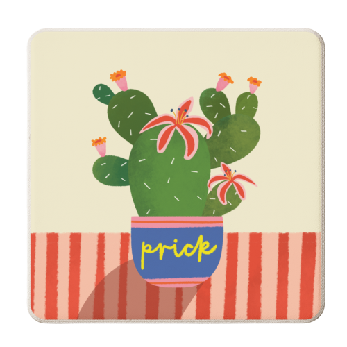 Bold Bright Prick Funny Cactus Illustration Design - personalised beer coaster by AbiGoLucky