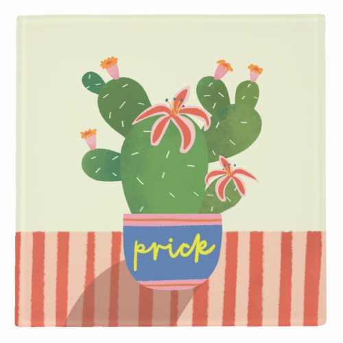 Bold Bright Prick Funny Cactus Illustration Design - personalised beer coaster by AbiGoLucky