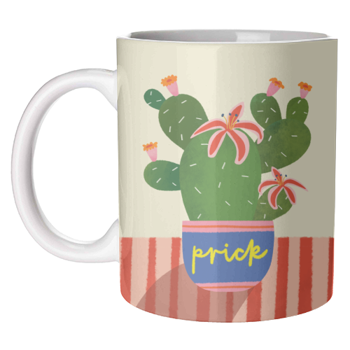 Bold Bright Prick Funny Cactus Illustration Design - unique mug by AbiGoLucky