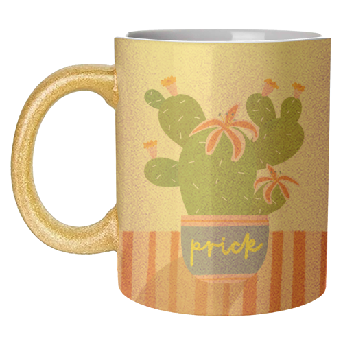 Bold Bright Prick Funny Cactus Illustration Design - unique mug by AbiGoLucky