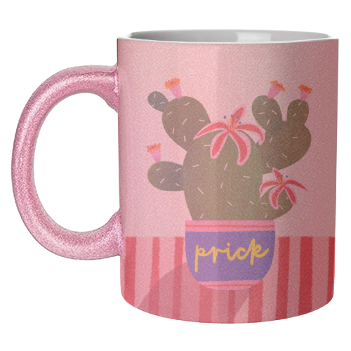 Bold Bright Prick Funny Cactus Illustration Design - unique mug by AbiGoLucky