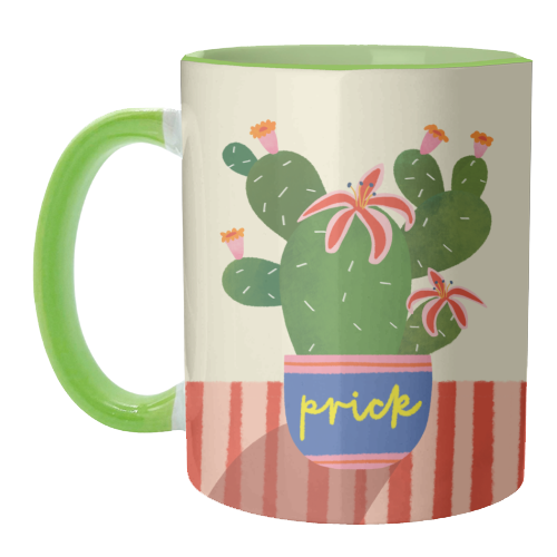 Bold Bright Prick Funny Cactus Illustration Design - unique mug by AbiGoLucky