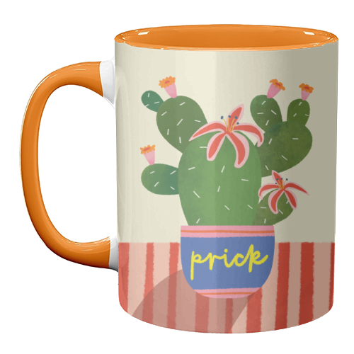 Bold Bright Prick Funny Cactus Illustration Design - unique mug by AbiGoLucky