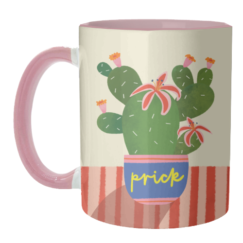Bold Bright Prick Funny Cactus Illustration Design - unique mug by AbiGoLucky