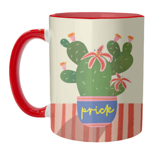 Bold Bright Prick Funny Cactus Illustration Design - unique mug by AbiGoLucky