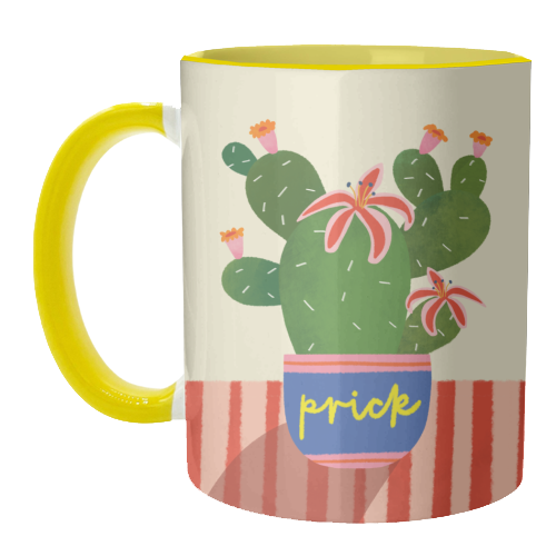 Bold Bright Prick Funny Cactus Illustration Design - unique mug by AbiGoLucky