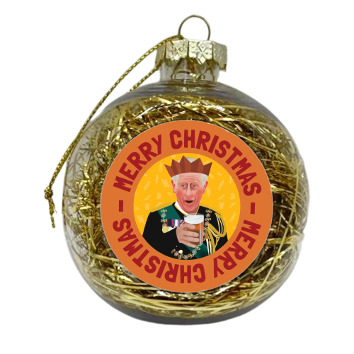 Bold Festive King Charles Christmas Giftware Illustration - xmas bauble by AbiGoLucky