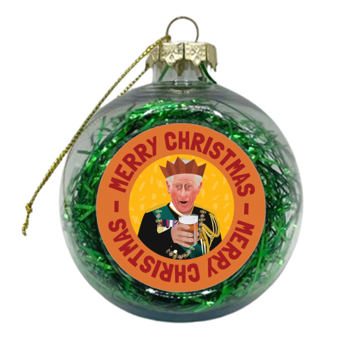 Bold Festive King Charles Christmas Giftware Illustration - xmas bauble by AbiGoLucky