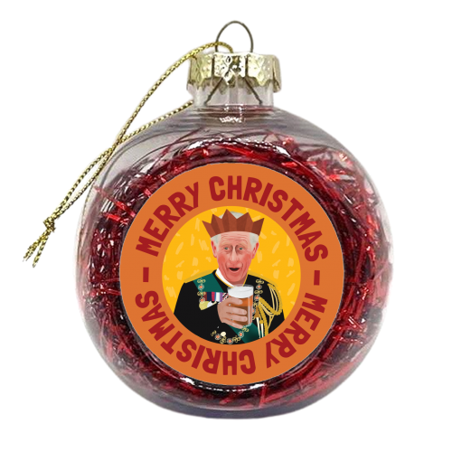 Bold Festive King Charles Christmas Giftware Illustration - xmas bauble by AbiGoLucky