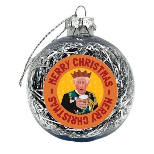 Bold Festive King Charles Christmas Giftware Illustration - xmas bauble by AbiGoLucky