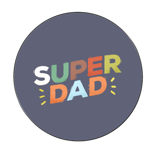 Bold Retro "SUPER DAD" Typography – Colorful Father's Day Design - Circle Sticker by Ania Wieclaw