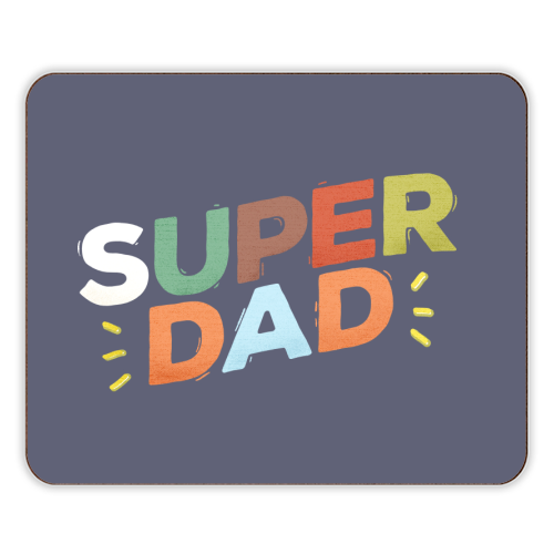 Bold Retro "SUPER DAD" Typography – Colorful Father's Day Design - designer placemat by Ania Wieclaw