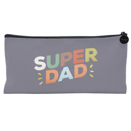 Bold Retro "SUPER DAD" Typography – Colorful Father's Day Design - flat pencil case by Ania Wieclaw