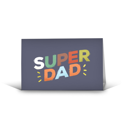 Bold Retro "SUPER DAD" Typography – Colorful Father's Day Design - funny greeting card by Ania Wieclaw