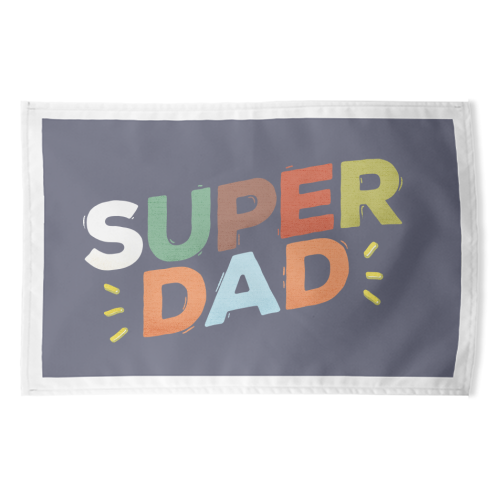 Bold Retro "SUPER DAD" Typography – Colorful Father's Day Design - funny tea towel by Ania Wieclaw