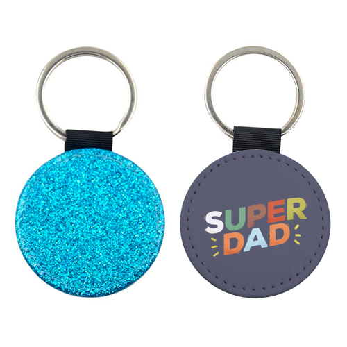 Bold Retro "SUPER DAD" Typography – Colorful Father's Day Design - keyring by Ania Wieclaw