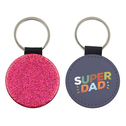 Bold Retro "SUPER DAD" Typography – Colorful Father's Day Design - keyring by Ania Wieclaw