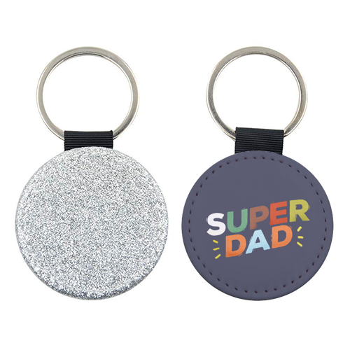 Bold Retro "SUPER DAD" Typography – Colorful Father's Day Design - keyring by Ania Wieclaw