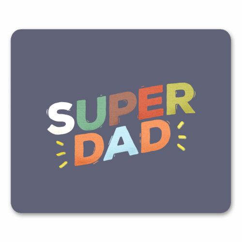 Bold Retro "SUPER DAD" Typography – Colorful Father's Day Design - mouse mat by Ania Wieclaw