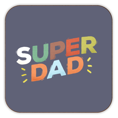 Bold Retro "SUPER DAD" Typography – Colorful Father's Day Design - personalised beer coaster by Ania Wieclaw