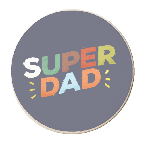 Bold Retro "SUPER DAD" Typography – Colorful Father's Day Design - personalised beer coaster by Ania Wieclaw