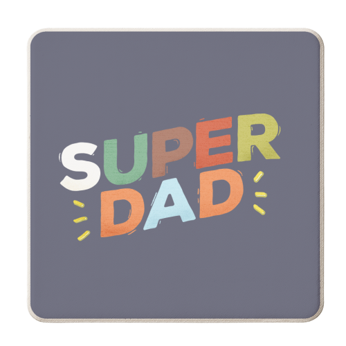 Bold Retro "SUPER DAD" Typography – Colorful Father's Day Design - personalised beer coaster by Ania Wieclaw