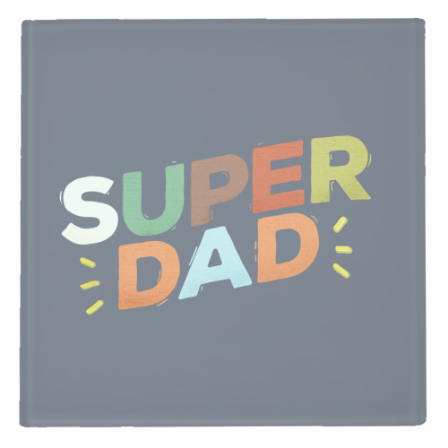 Bold Retro "SUPER DAD" Typography – Colorful Father's Day Design - personalised beer coaster by Ania Wieclaw