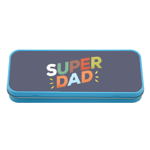 Bold Retro "SUPER DAD" Typography – Colorful Father's Day Design - tin pencil case by Ania Wieclaw
