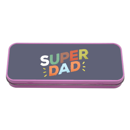 Bold Retro "SUPER DAD" Typography – Colorful Father's Day Design - tin pencil case by Ania Wieclaw