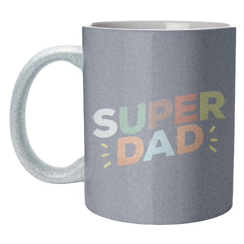 Bold Retro "SUPER DAD" Typography – Colorful Father's Day Design - unique mug by Ania Wieclaw