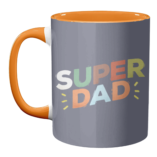 Bold Retro "SUPER DAD" Typography – Colorful Father's Day Design - unique mug by Ania Wieclaw