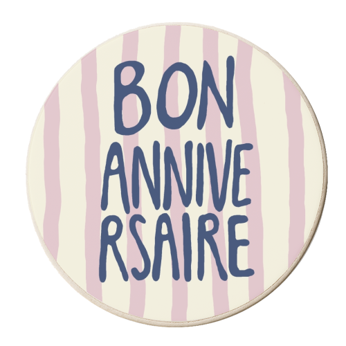 Bon Anniversaire French Birthday design - personalised beer coaster by Giddy Kipper