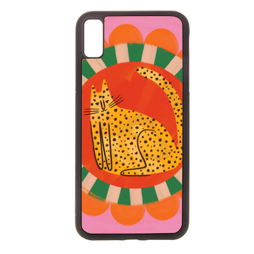 Folk art Bold Bright Leopard Illustration Plate Design - stylish phone case by AbiGoLucky
